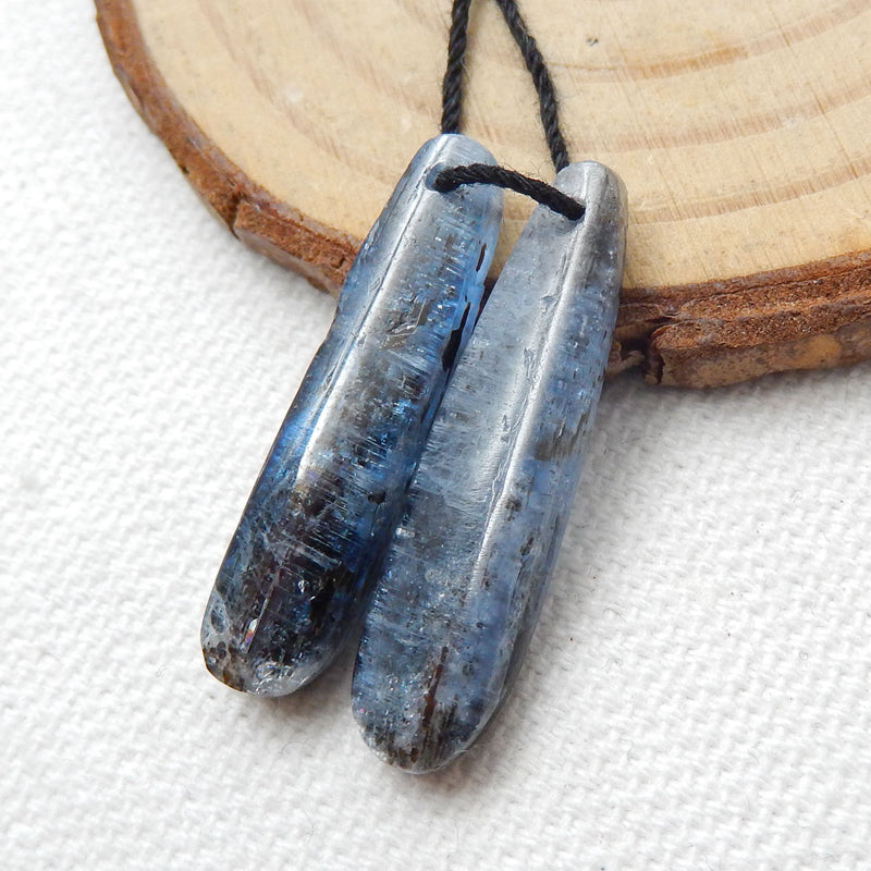 Natural Blue Kyanite Earrings Beads, Stone For Earrings Making, 29x7x4mm, 3.9g - MyGemGarden