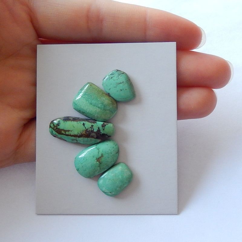 5PCS Freeform Turquoise Cabochon Pairs For Jewelry Making25x9x5mm,13x10x3mm 6.1g - MyGemGarden