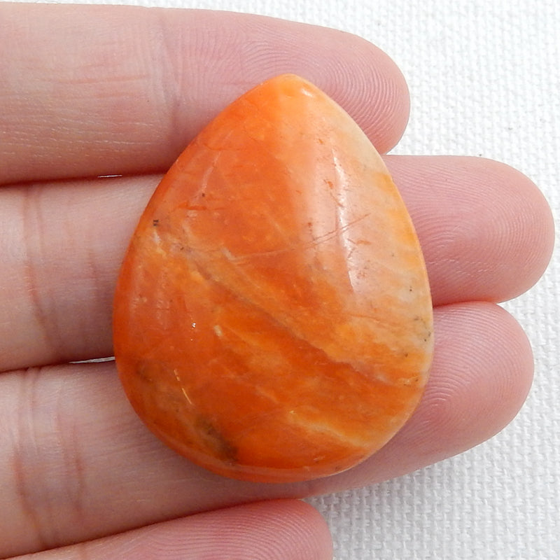 Natural Rhodonite Teardrop Gemstone Cabochon, 33x26x6mm, 7.5g - MyGemGarden