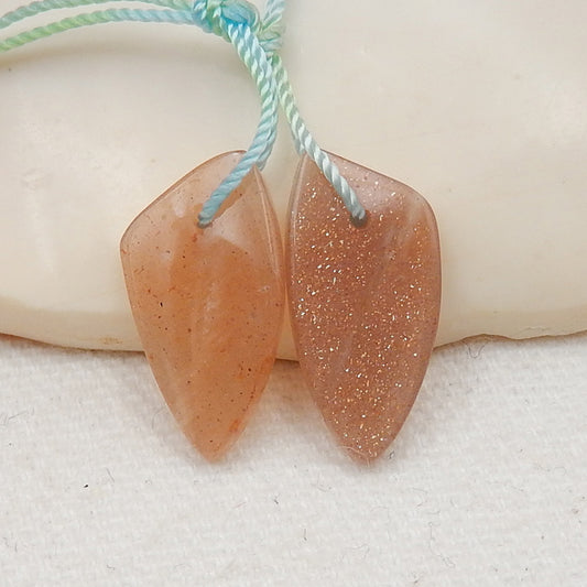 Sunstone Earrings Stone Pair, stone for earrings making, 12x10x3mm, 1.9g - MyGemGarden