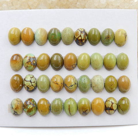 36 PCS Natural Oval Turquoise Gemstone Cabochons, 8x6x4mm, 8.7g - MyGemGarden
