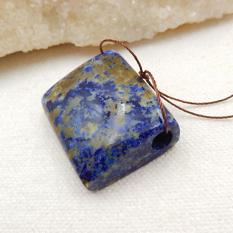 Natural Lapis Lazuli Drilled Gemstone Pendant Bead, 33x27x13mm, 22.6g - MyGemGarden