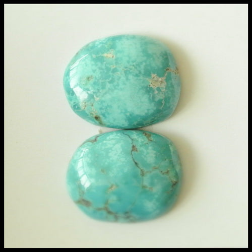 Natural Turquoise Gemstone Cabochon Pair 18x15x5mm,4.8g - MyGemGarden