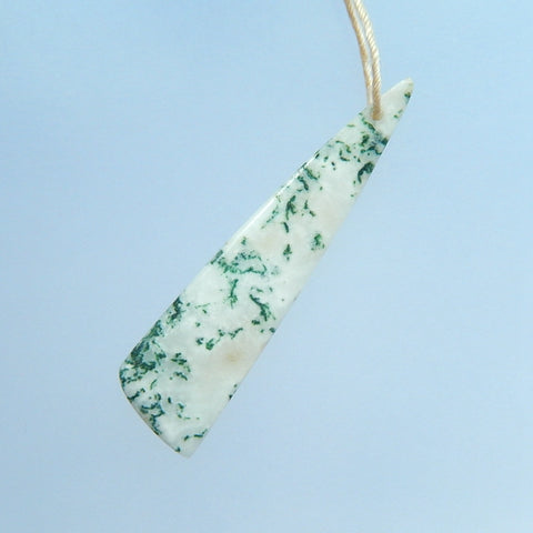 Moss Agate Gemstone Natural Pendant Bead, 42x11x4mm 2.7g - MyGemGarden
