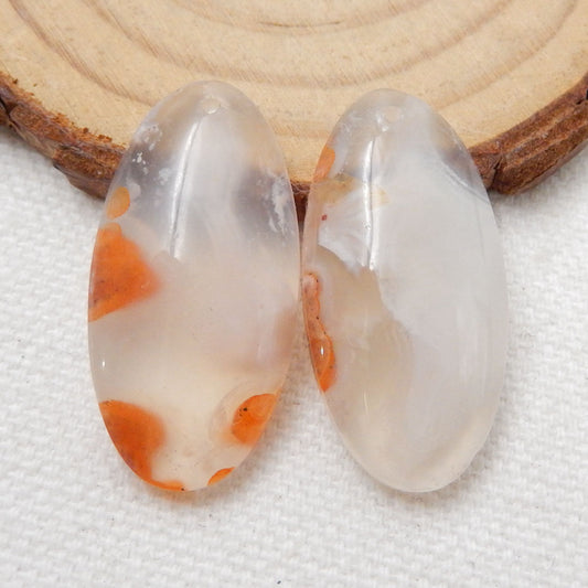 Agate Earrings Stone Pair, stone for earrings making, 30X15X6mm, 8.2g - MyGemGarden