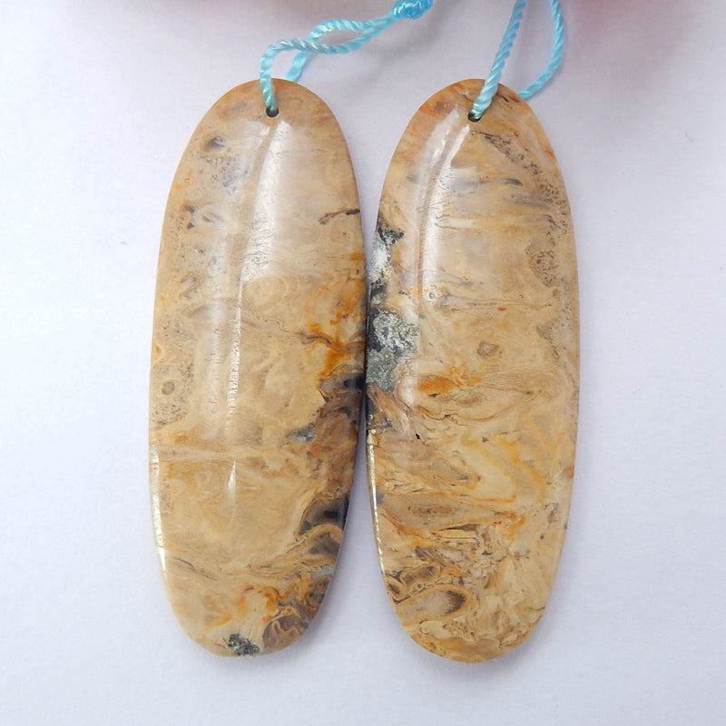 Natural spot stone Oval Earrings Pair, stone for Earrings making, 46x17x6mm, 15.38g - MyGemGarden