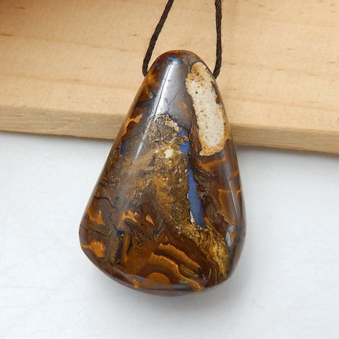 New, Natural Boulder opal Drilled Gemstone Pendant Bead, 39x26x17mm, 23.1g - MyGemGarden