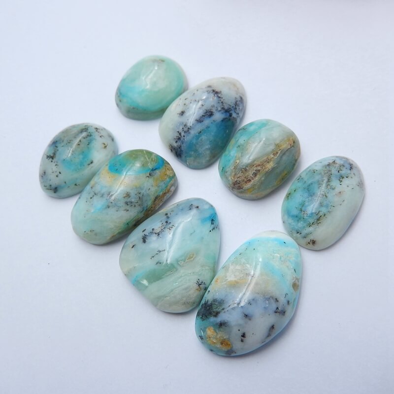 8 pcs Blue Opal Gemstone Cabochons, 28x16x8mm,20x16x8mm, 33.1g - MyGemGarden