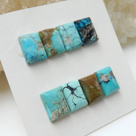 8 PCS Natural Rectangle Turquoise Flatback Gemstone Cabochons, 8x6x3mm, 2.5g - MyGemGarden
