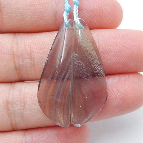 Natural Fluorite Earrings Pair, stone for Earrings making, 31x10x5mm, 4.8g - MyGemGarden