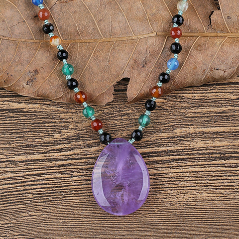 Natural Amethyst and Agate Beads for Necklaces 1 Strand, 22 inch, 35.4g