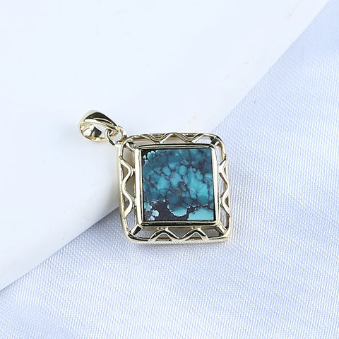 Natural Gemstone Turquoise Copper Pendant