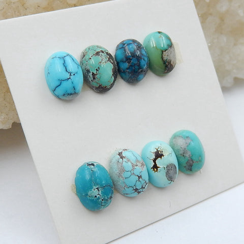 8 PCS Natural Oval Turquoise Gemstone Cabochons, 8x5x3mm, 2.7g - MyGemGarden