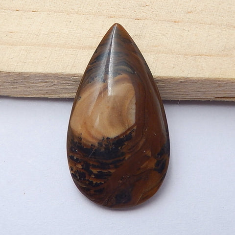 Natural Us Biggs Jasper Teardrop Gemstone Cabochon, 34x19x4mm, 3.8g - MyGemGarden