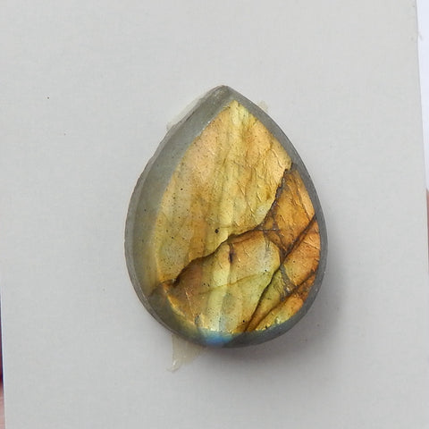 Natural Labradorite Teardrop Gemstone Cabochon, 20x15x5mm, 3.5g - MyGemGarden