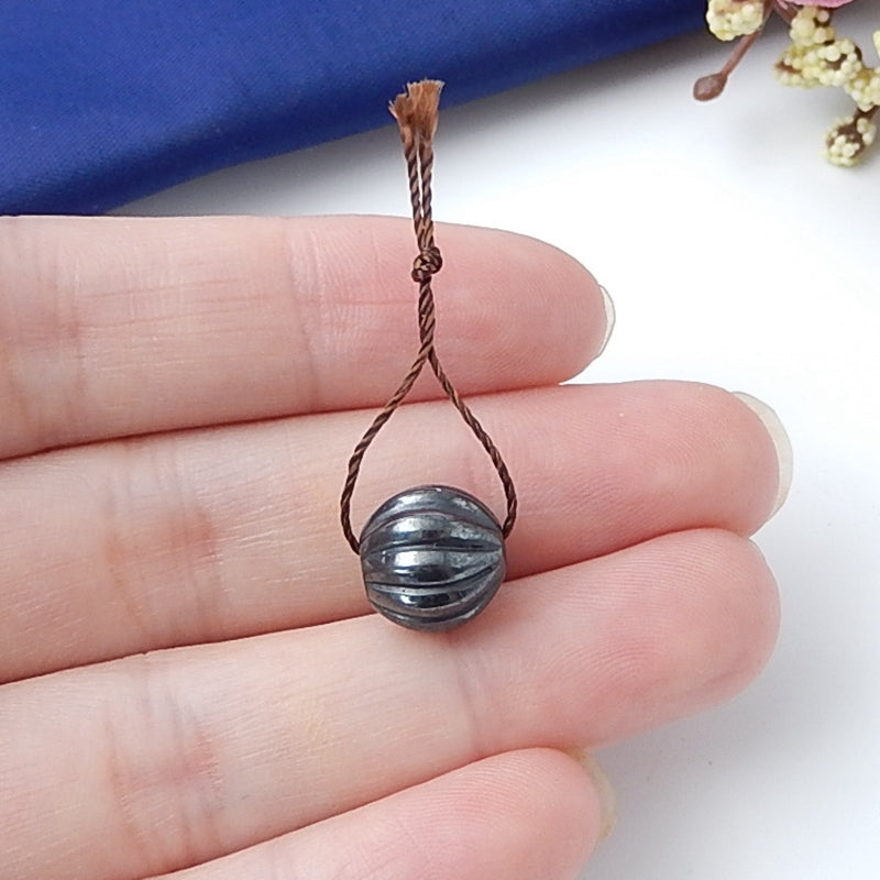Natural Hematite Pendant Bead, 10x10mm, 2.4g - MyGemGarden