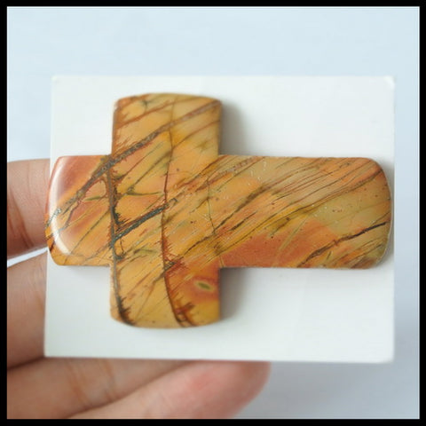 Carved Multi-Color Picasso Jasper Gemstone Cabochon 56x45x7mm,26.78g - MyGemGarden