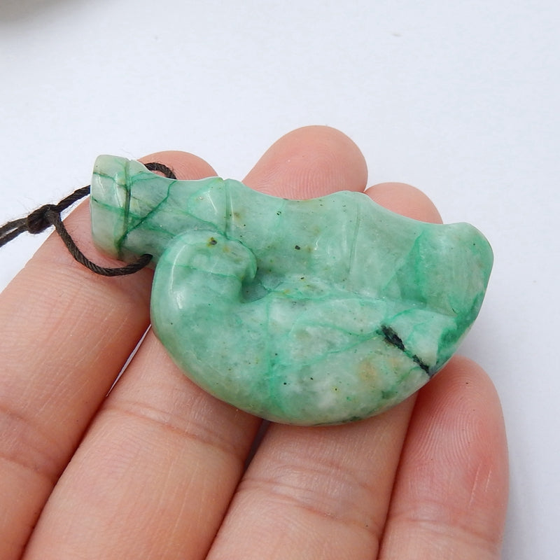 Handmade Chrysocolla Carved bird Pendant Bead, 40x25x7mm, 12.8g - MyGemGarden