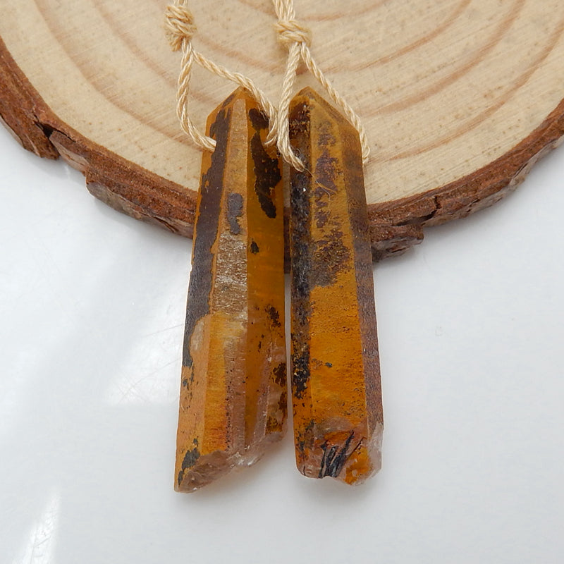 Drusy Earrings,Crystal, Selling 2 Pcs Quartz Gemstone Earrings Pair , 35x9x7mm,5.4g - MyGemGarden