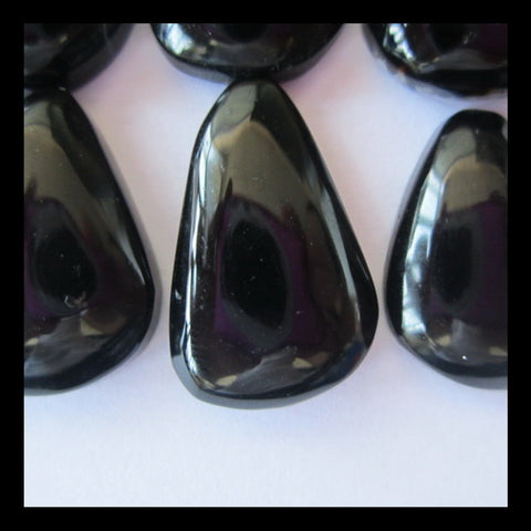 12 PCS Black Agate Cabochon 19x12x5mm,17x11x5mm,20.1g - MyGemGarden