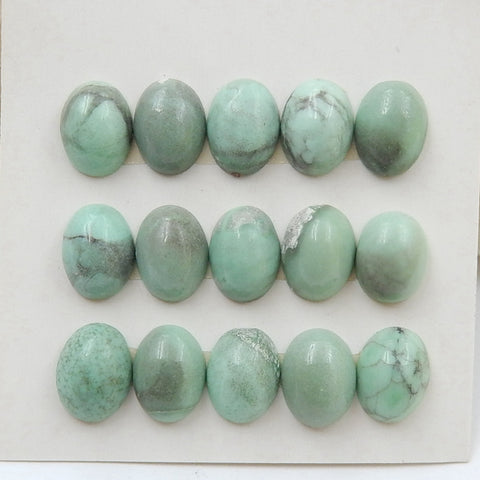 15 PCS Natural Oval Turquoise Gemstone Cabochons, 8x6x3mm, 3.2g - MyGemGarden