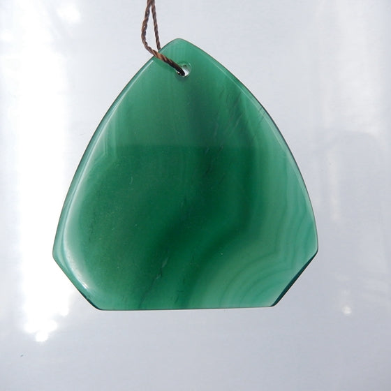 Green Agate Gemstone Natural Pendant Bead, 42x40x5mm, 12.7g - MyGemGarden