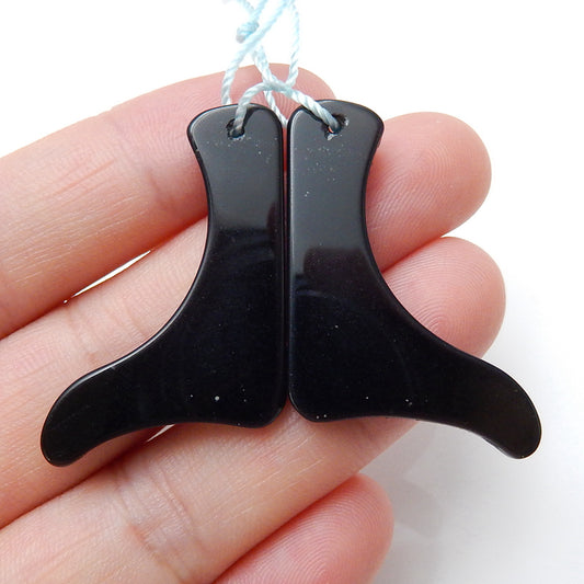 Natural Obsidian Earrings Pair, stone for Earrings making, 36x23x3mm, 5.3g - MyGemGarden