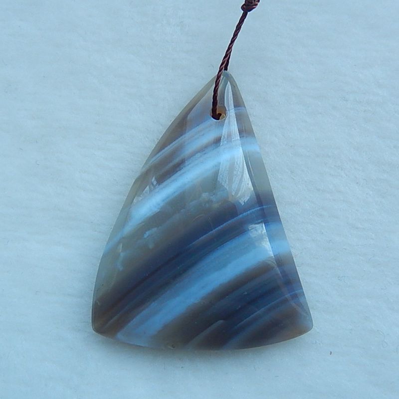 Stripe Agate Gemstone Natural Pendant Bead, 45x35x8mm, 15.3g - MyGemGarden