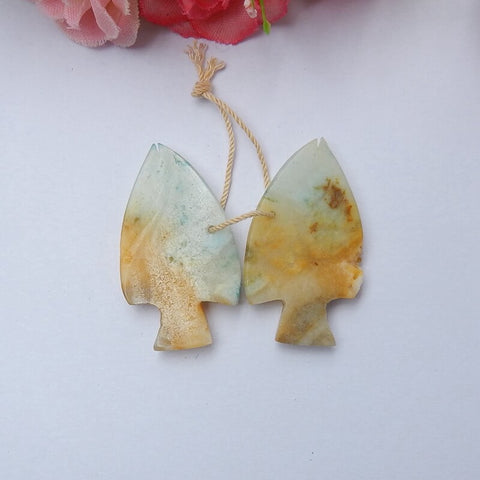 Hot sale Amazonite Carved fish Earrings Pair, stone for Earrings making, 35x19x5mm, 8.7g - MyGemGarden