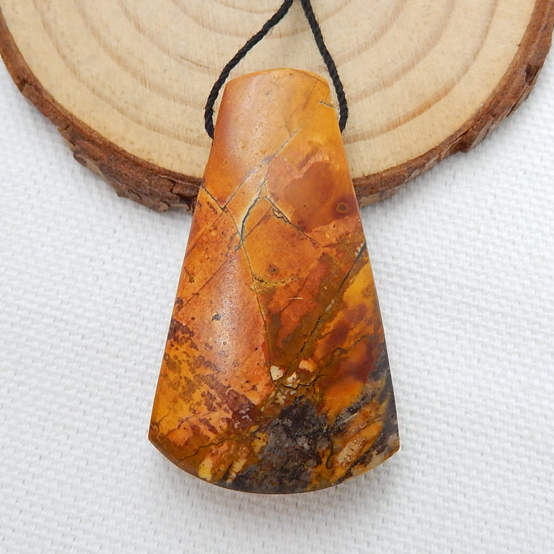 Natural Multi-Color Picasso jasper Drilled Pendant Bead, 48x28x12mm, 24.6g - MyGemGarden