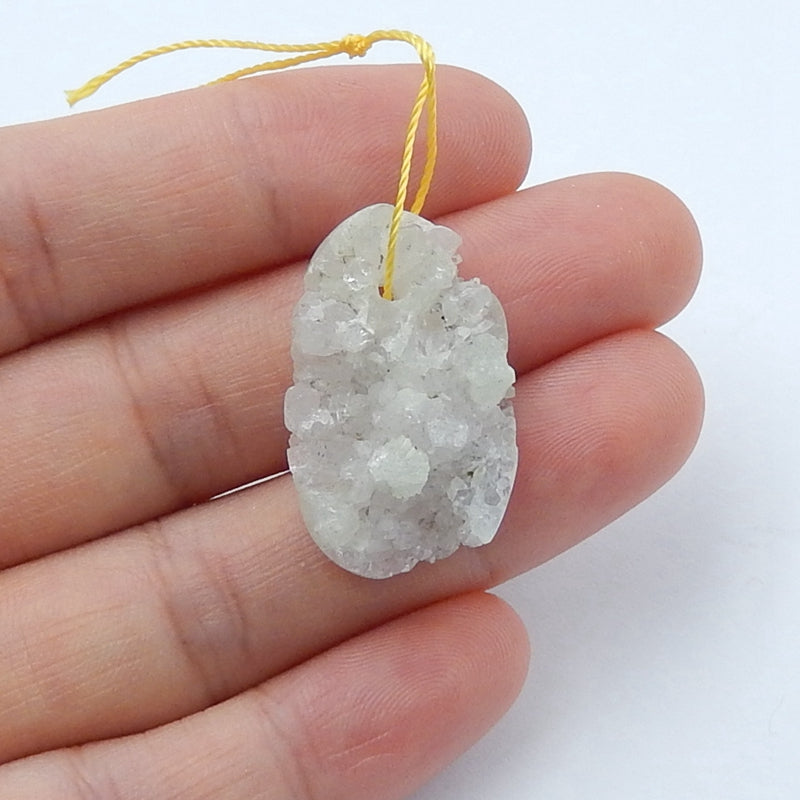 Natural Quartz Pendant Bead, 27x17x9mm, 4.8g - MyGemGarden