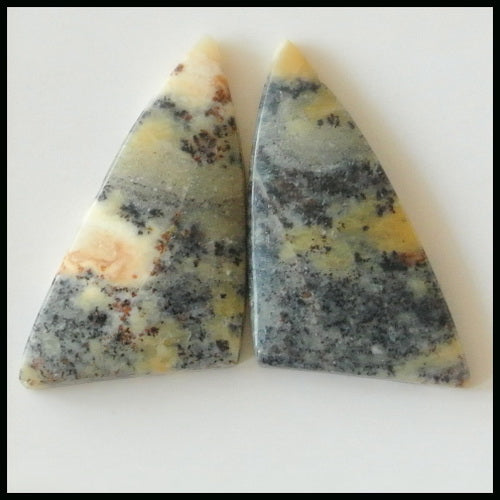Natural Ocean Jasper Gemstone Cabochon Pair, 26x17x4mm, 4.1g - MyGemGarden