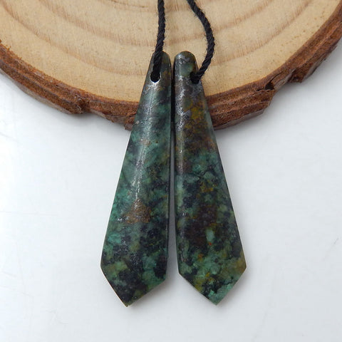 Natural African Turquoise Earrings Beads, Stone For Earrings Making, 35x9x3mm, 3.4g - MyGemGarden