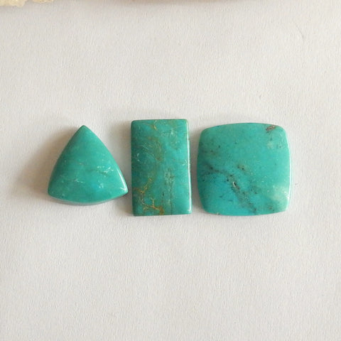 3 pcs Turquoise Cabochon Pairs 16x5mm,20x12x3mm,19x3mm,4.3g - MyGemGarden