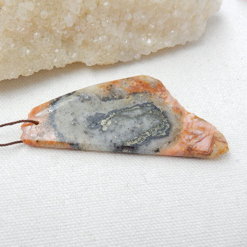 Natural Stone Argentina Rhodochrosite Drilled Gemstone Pendant Bead, 76x36x5mm, 26.1g - MyGemGarden
