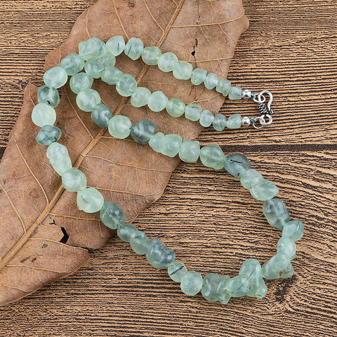 New! ! Natural Prehnite Gemstone Necklace, 1 Strand, 18 inch, 49g
