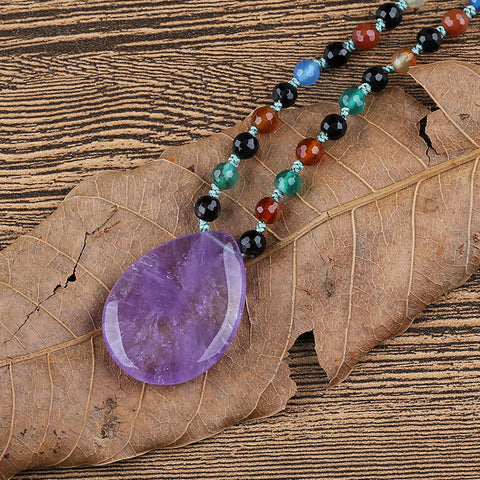 Natural Amethyst and Agate Beads for Necklaces 1 Strand, 22 inch, 35.4g