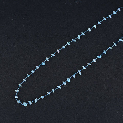 Natural Larimar Gemstone Necklace, Jewelry for Women, 1 Strand, 24 inch, 7.4g