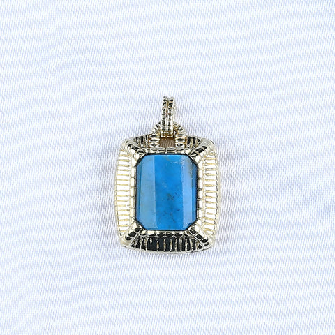 Natural Gemstone Blue Opal Copper Pendant