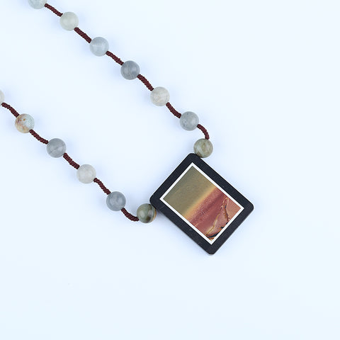 Natural Jasper, Obsidian Gemstone Necklace