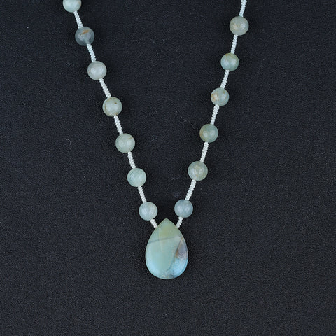 Natural Amazonite Gemstone Beads For Necklace 22 Inches, 36g