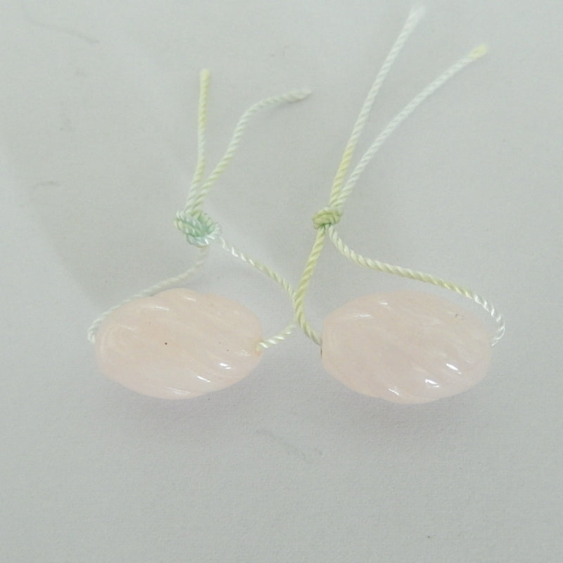 Natural Rose Quartz Drilled Earrings Pair,15x10mm,4.4g - MyGemGarden