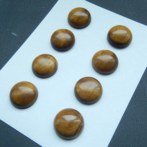 New Arrival 4 Pairs Beautiful Tiger's Eye 16mm round cabochons, 16x7mm, 16x6mm, 18.8g - MyGemGarden