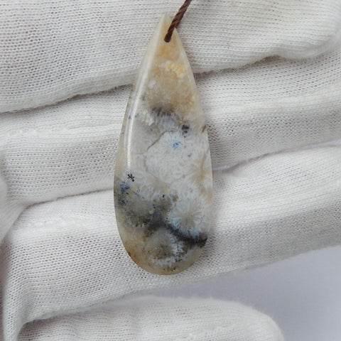 Indonesian Coral Gemstone Natural Pendant Bead, 41x16x4mm, 3.7g - MyGemGarden