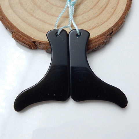 Natural Obsidian Earrings Pair, stone for Earrings making, 36x23x3mm, 5.3g - MyGemGarden