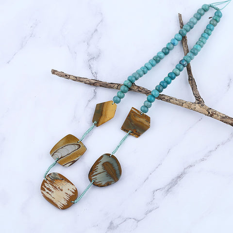 Gemstone Necklaces, Owyhee stone with Chrysocolla Necklaces,50cm,65g,Adjustable Necklace