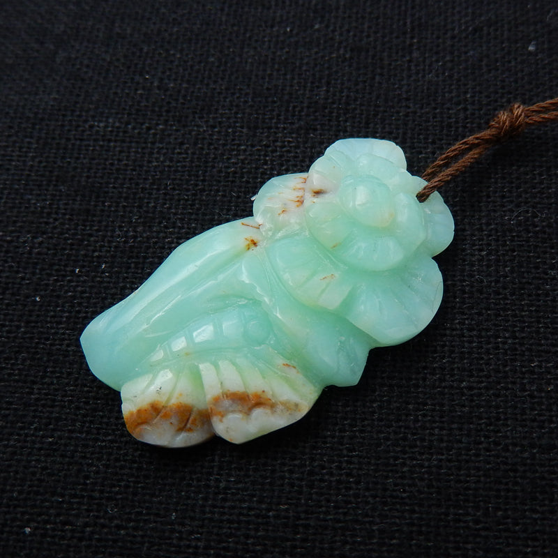 Chrysoprase Hand Carved flower&butterfly Pendant, 35x20x8mm, 5g - MyGemGarden