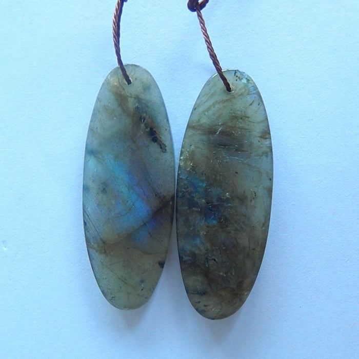 Natural Labradorite Gemstone Earrings Pair,43x17x4mm,4.9g - MyGemGarden