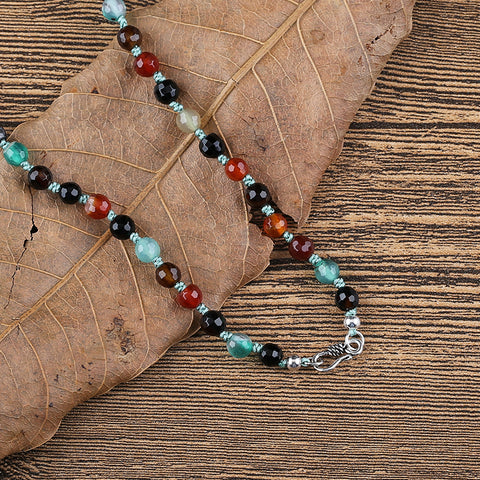 Natural Amethyst and Agate Beads for Necklaces 1 Strand, 22 inch, 35.4g