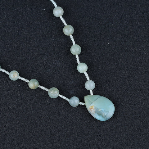 Natural Amazonite Gemstone Beads For Necklace 22 Inches, 36g